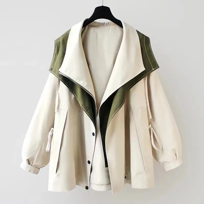 Chaqueta Mujer Mezcla Algodón Capucha Cremallera Corte Ajustado - Mavetta