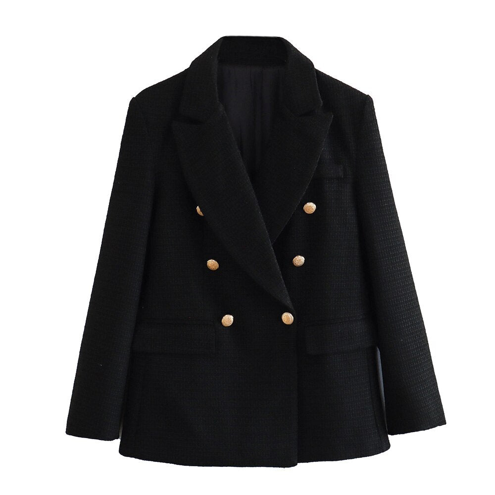 Blazer Mujer Cruzado Detalles Texturizados Ajuste Slim