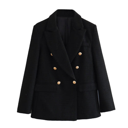 Blazer Mujer Cruzado Detalles Texturizados Ajuste Slim