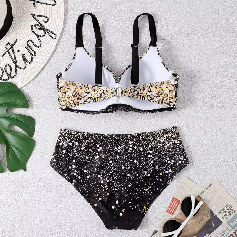 Bikini Mujer Cintura Alta Tirantes Estampado Tropical