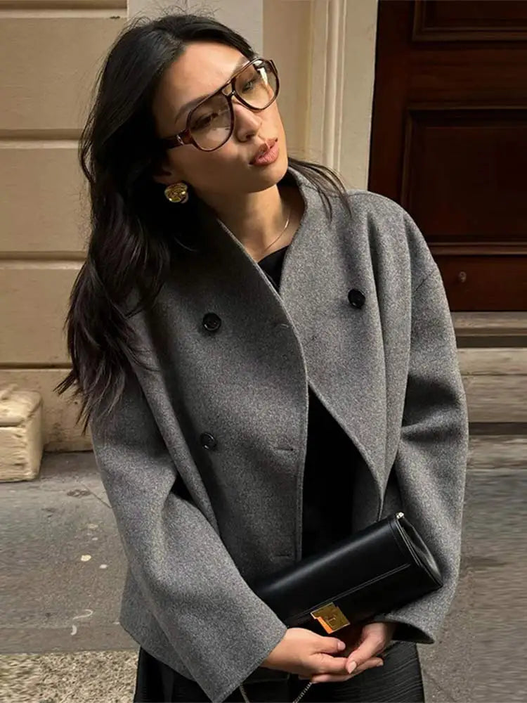 Abrigo Invierno Mujer Doble Botonadura Oversize