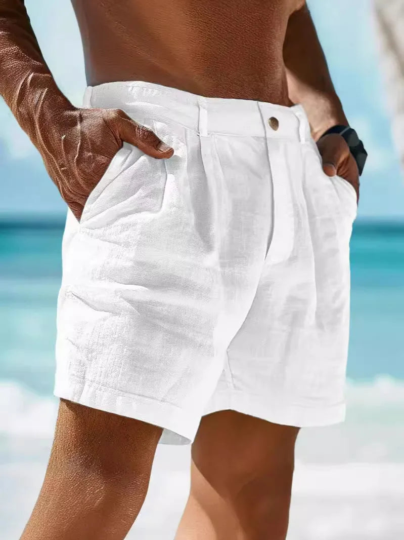 Pantalones Cortos Hombre de Lino Transpirables Estilo Veraniego