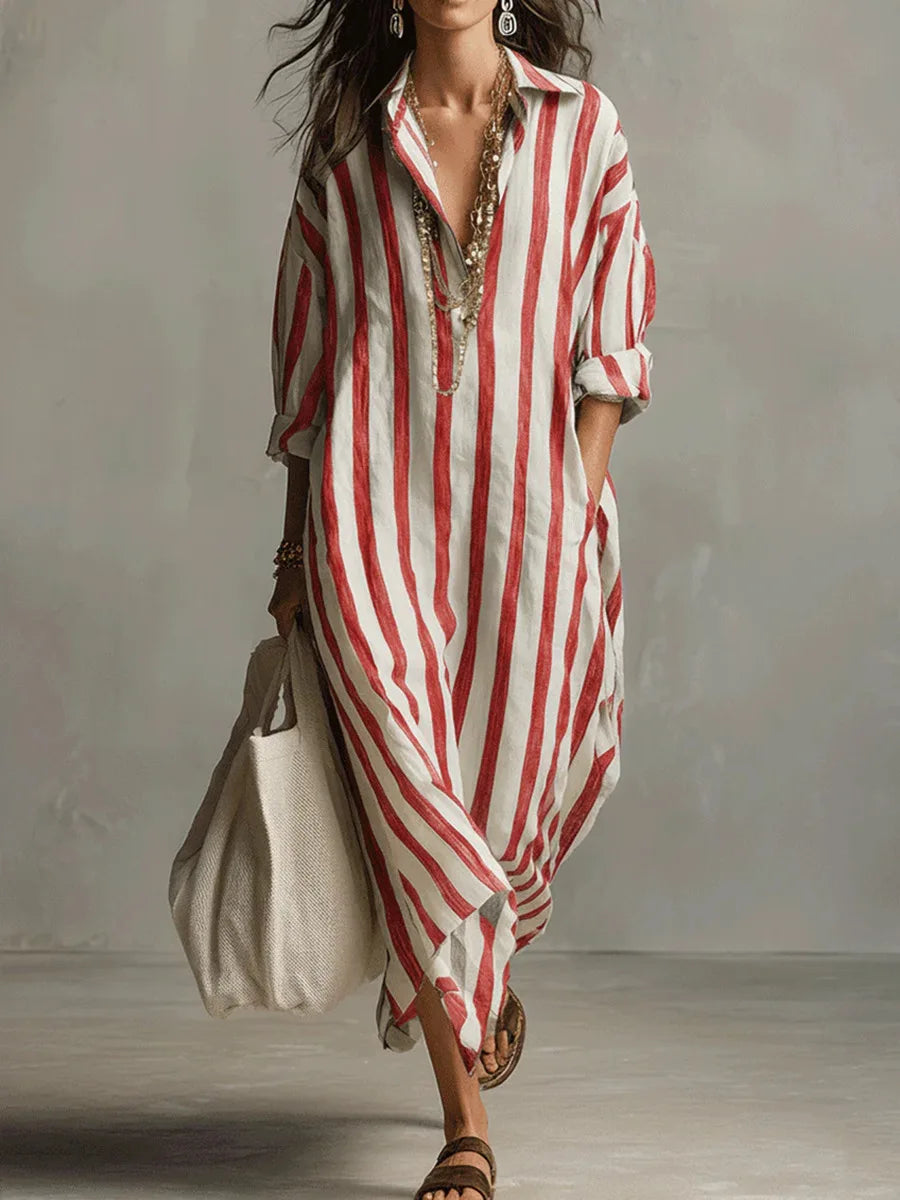 Vestido Camisero Mujer Algodón Corte Largo Fluido