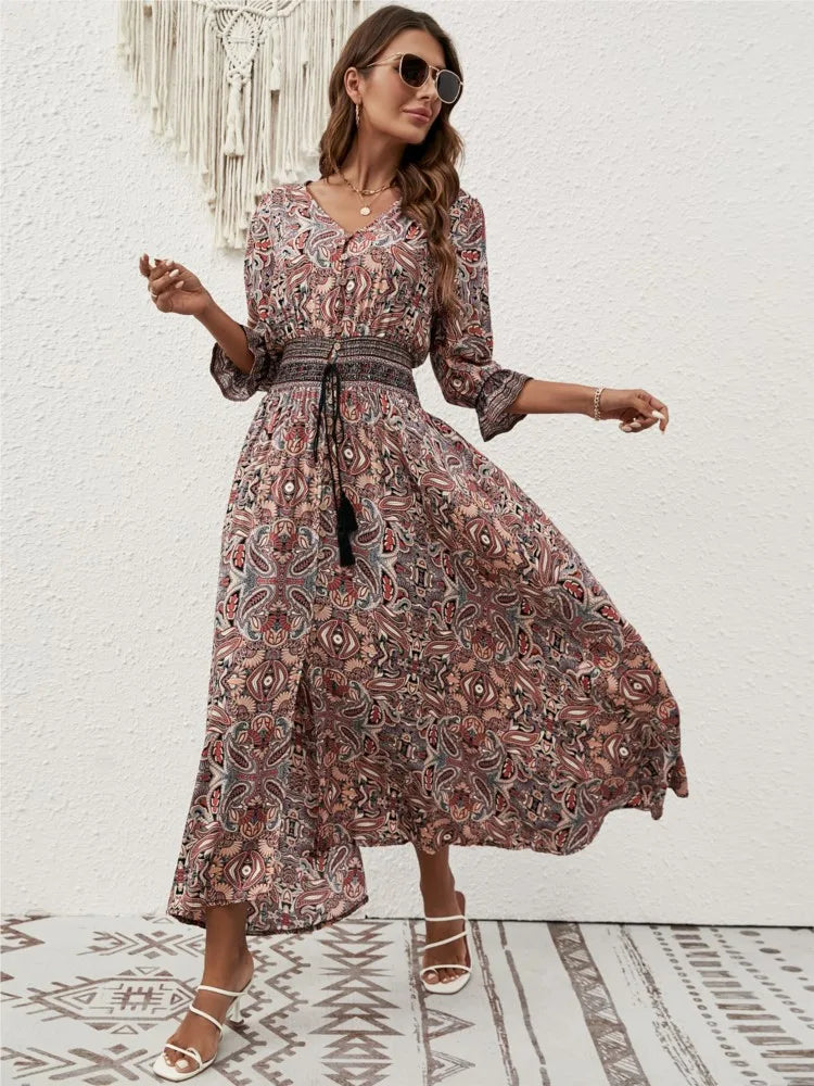 Vestido Mujer Verano Escote en V Ligero
