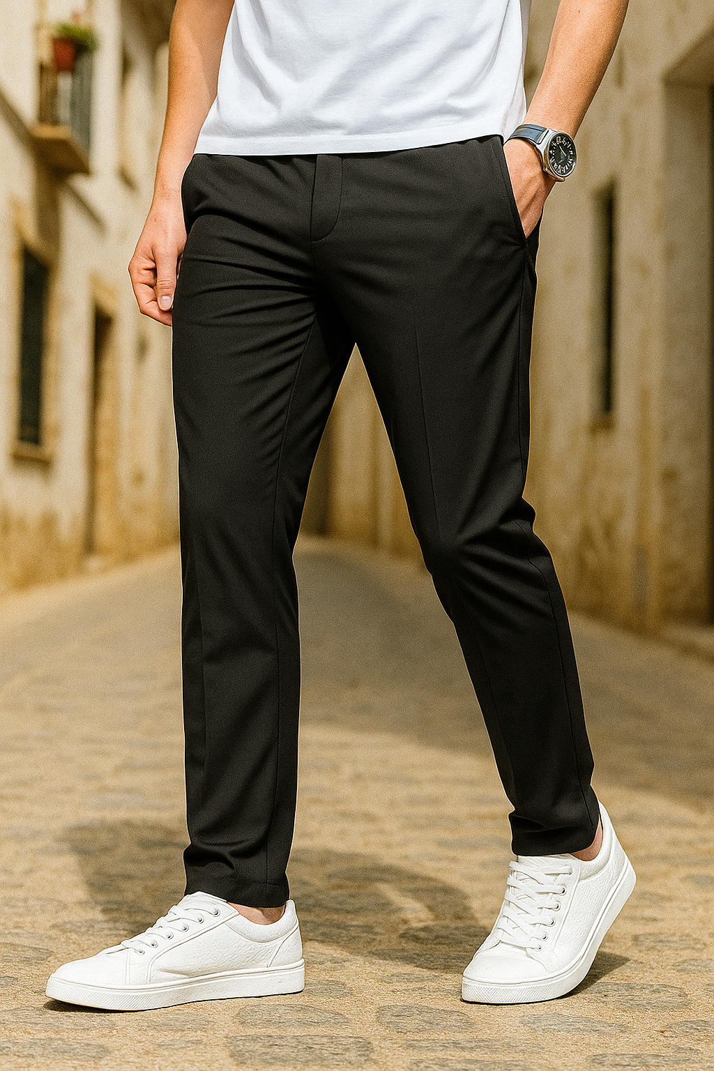 Pantalón Hombre Recto Transpirable Corte Verano