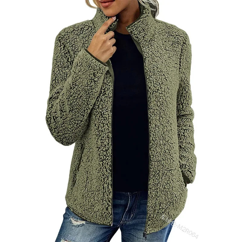 Chaqueta Mujer Forro Polar Invierno Ajuste Confortable