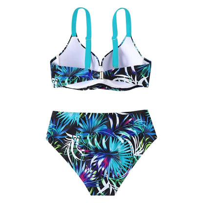 Bikini Mujer Cintura Alta Tirantes Estampado Tropical
