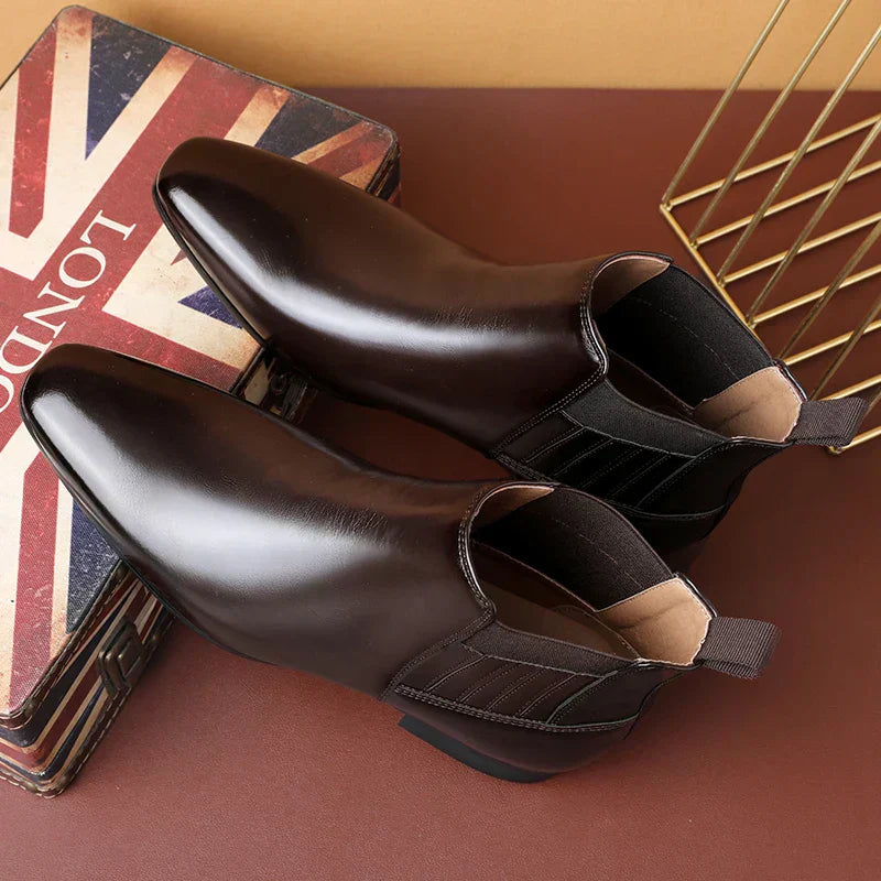 Botines hombre de cuero sintético sin cordones estilo formal