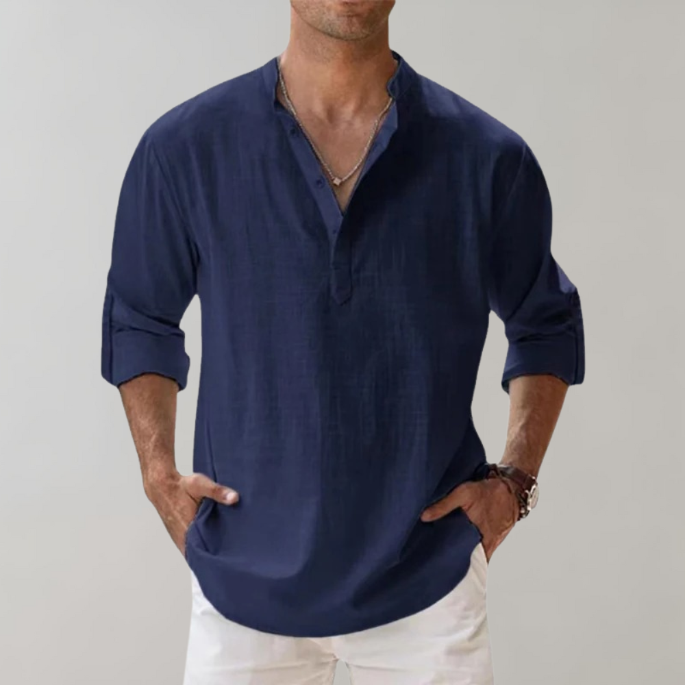Camisa Hombre Oversize de Lino Transpirable