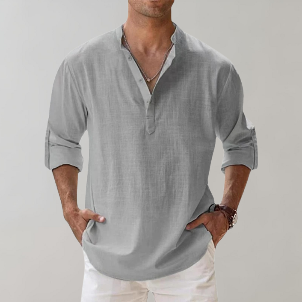 Camisa Hombre Oversize de Lino Transpirable