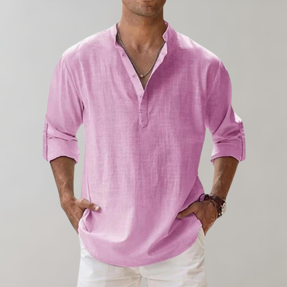 Camisa Hombre Oversize de Lino Transpirable