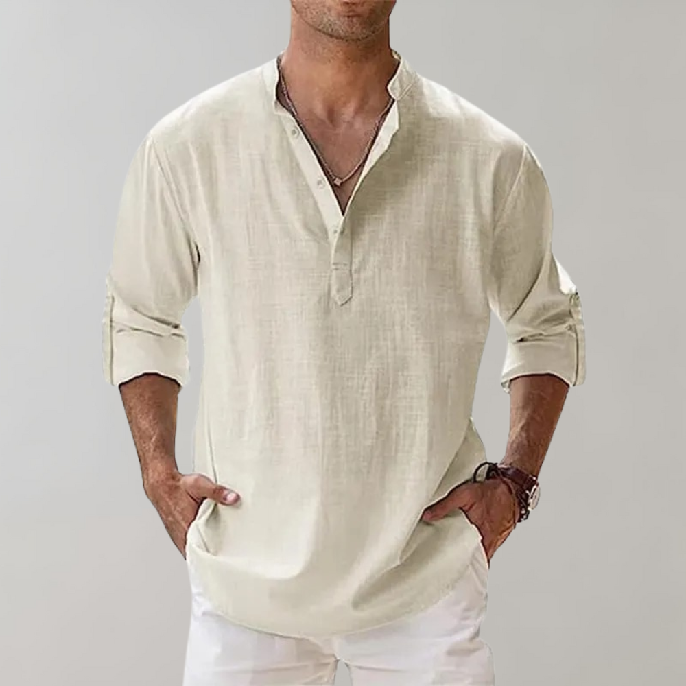 Camisa Hombre Oversize de Lino Transpirable