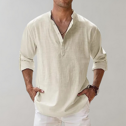 Camisa Hombre Oversize de Lino Transpirable