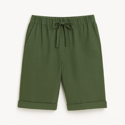 Pantalones Capri Mujer Algodón Cintura Elástica Dobladillo Enrollado