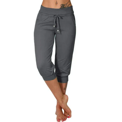 Pantalones Capri Mujer Mezcla Ligera Cintura Elástica Ajustable