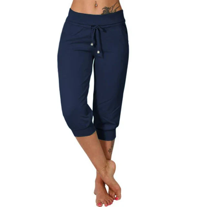 Pantalones Capri Mujer Mezcla Ligera Cintura Elástica Ajustable