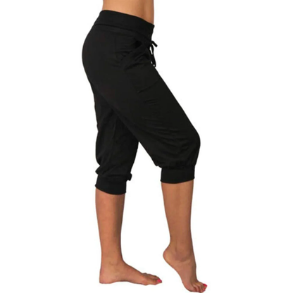Pantalones Capri Mujer Mezcla Ligera Cintura Elástica Ajustable