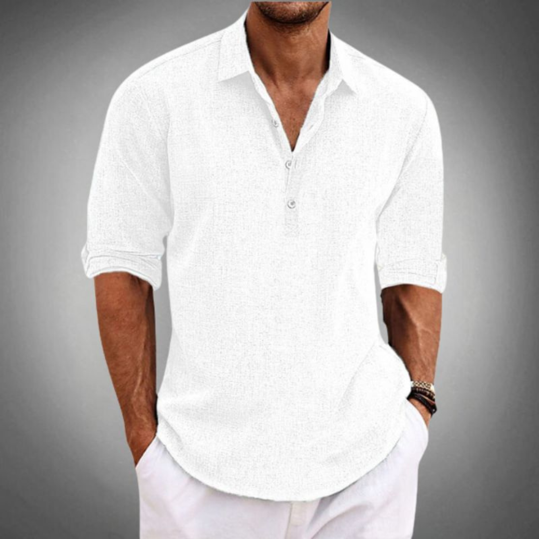 Camiseta Polo Hombre Algodón Manga Larga Escote Abierto