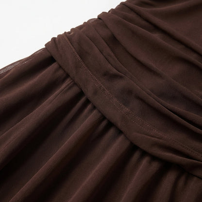 Vestido Maxi Mujer Drapeado Hombros Caídos
