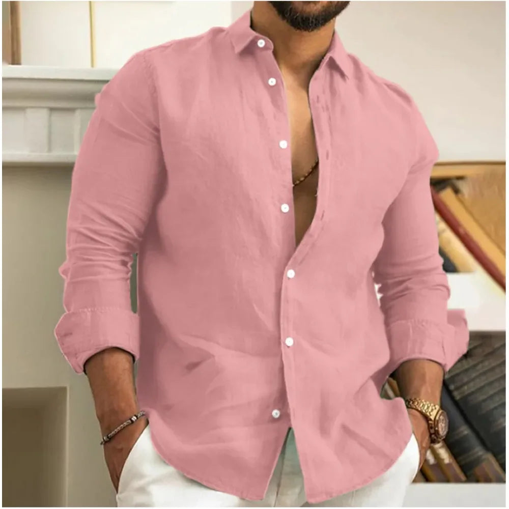 Camisa Hombre de Lino Transpirable Corte Estival