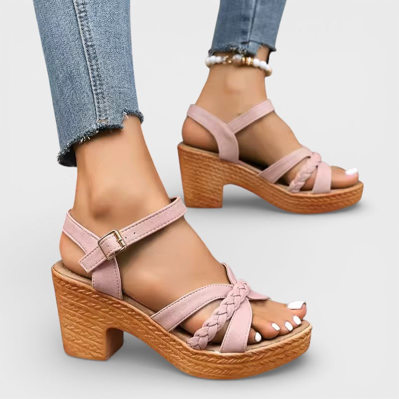Sandalias Mujer Tacón Alto Trenzado Elegante