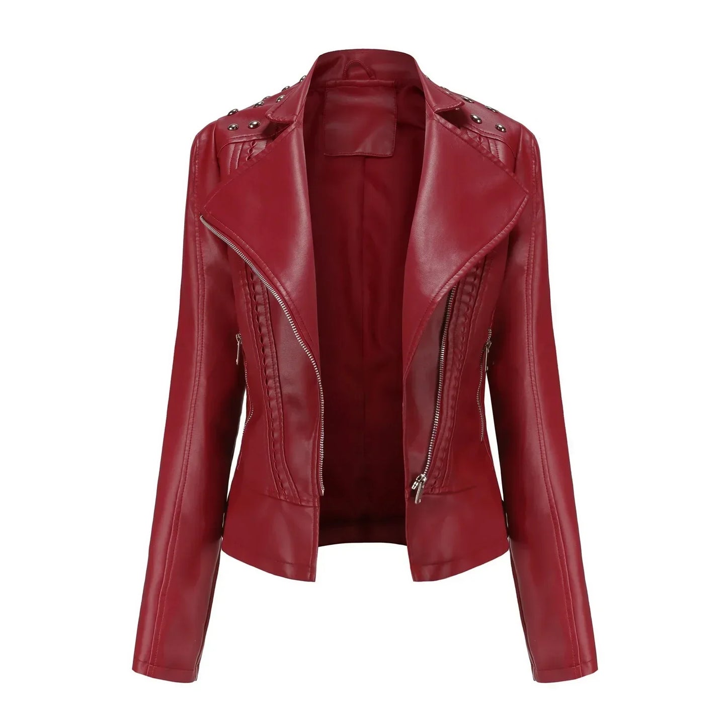 Chaqueta Mujer de Cuero Ajuste Slim Estilo Moderno