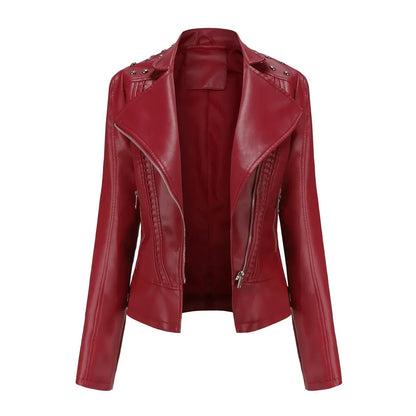 Chaqueta Mujer de Cuero Ajuste Slim Estilo Moderno