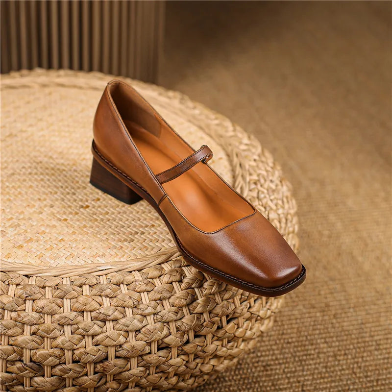 Zapatos Tacón Bloque Mujer con Tira Ajustable Invierno Primavera