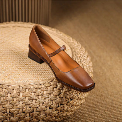 Zapatos Tacón Bloque Mujer con Tira Ajustable Invierno Primavera