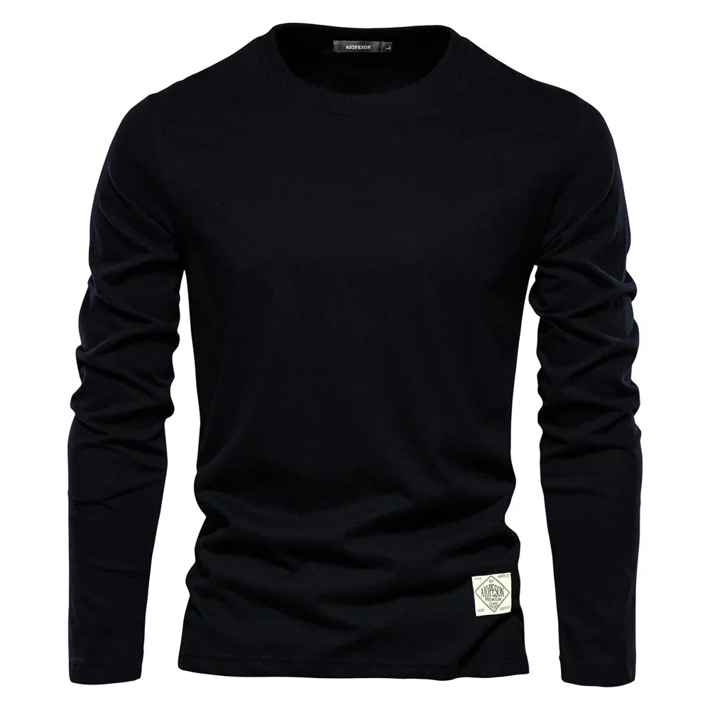 Camiseta Hombre Manga Larga Algodón Cuello Redondo