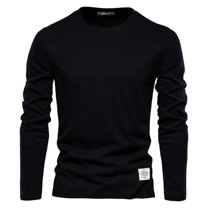 Camiseta Hombre Manga Larga Algodón Cuello Redondo
