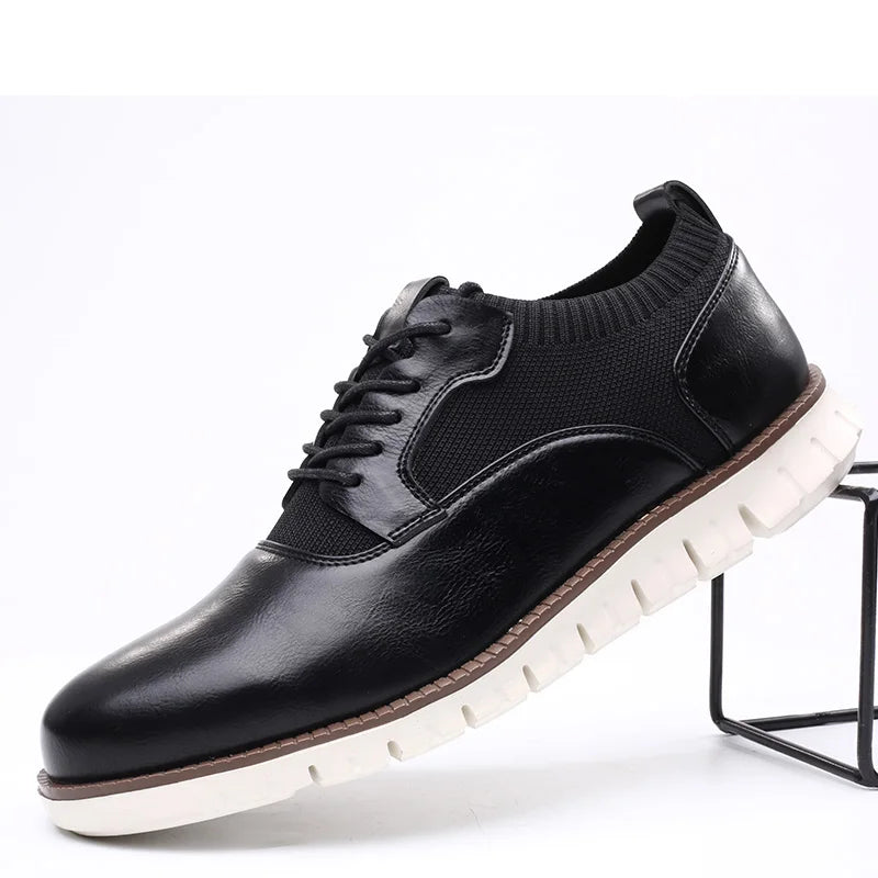 Zapatos Brogue Hombre de Cuero PU Diseño Tallado Suela Ligera
