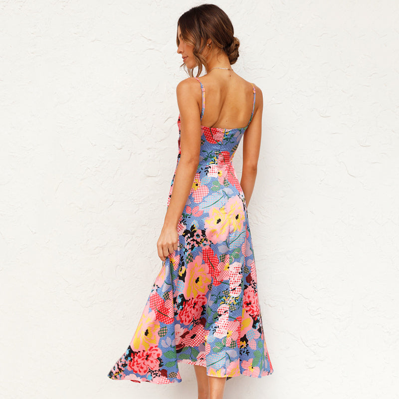 Vestido maxi mujer de tela ligera estampado floral elegante