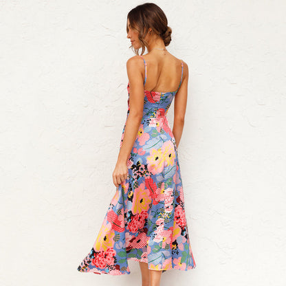 Vestido maxi mujer de tela ligera estampado floral elegante