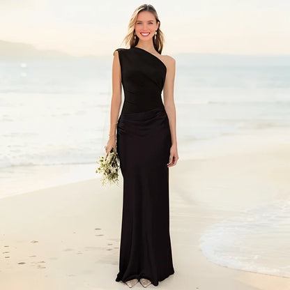 Vestido maxi mujer de satén con abertura