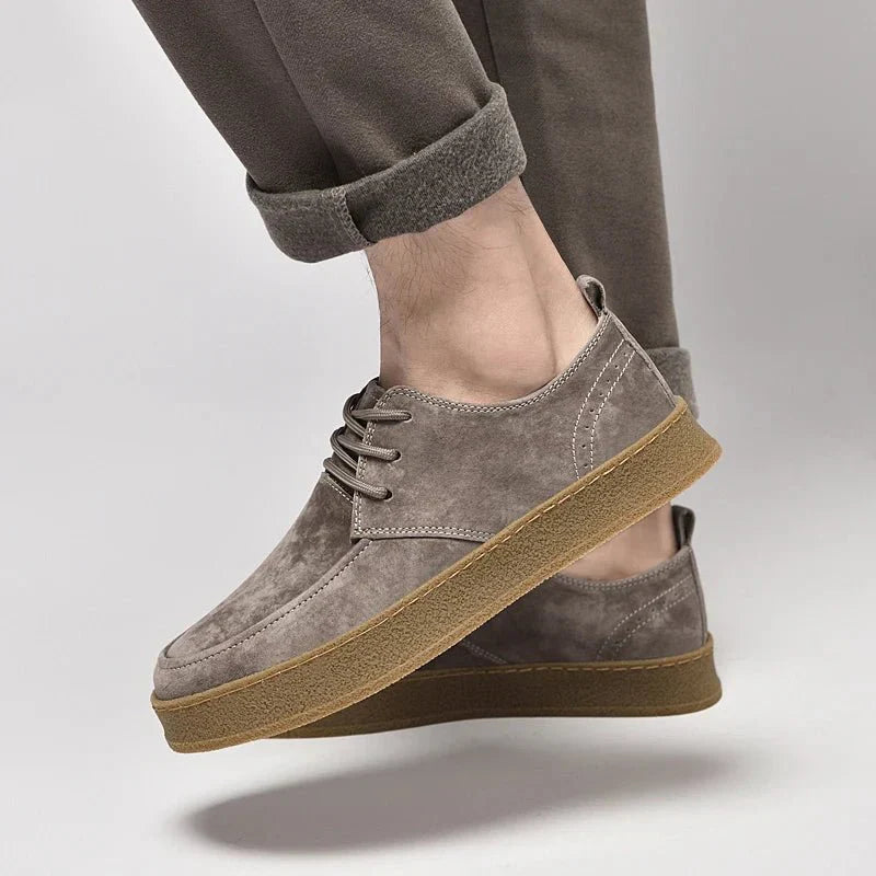 Zapatos Casual Hombre de Gamuza con Cordones y Suela Goma