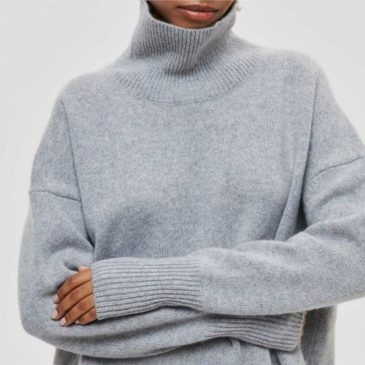 Jersey mujer cuello cisne básico ajustado