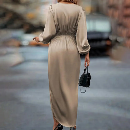 Vestido midi mujer Cruzado Manga larga
