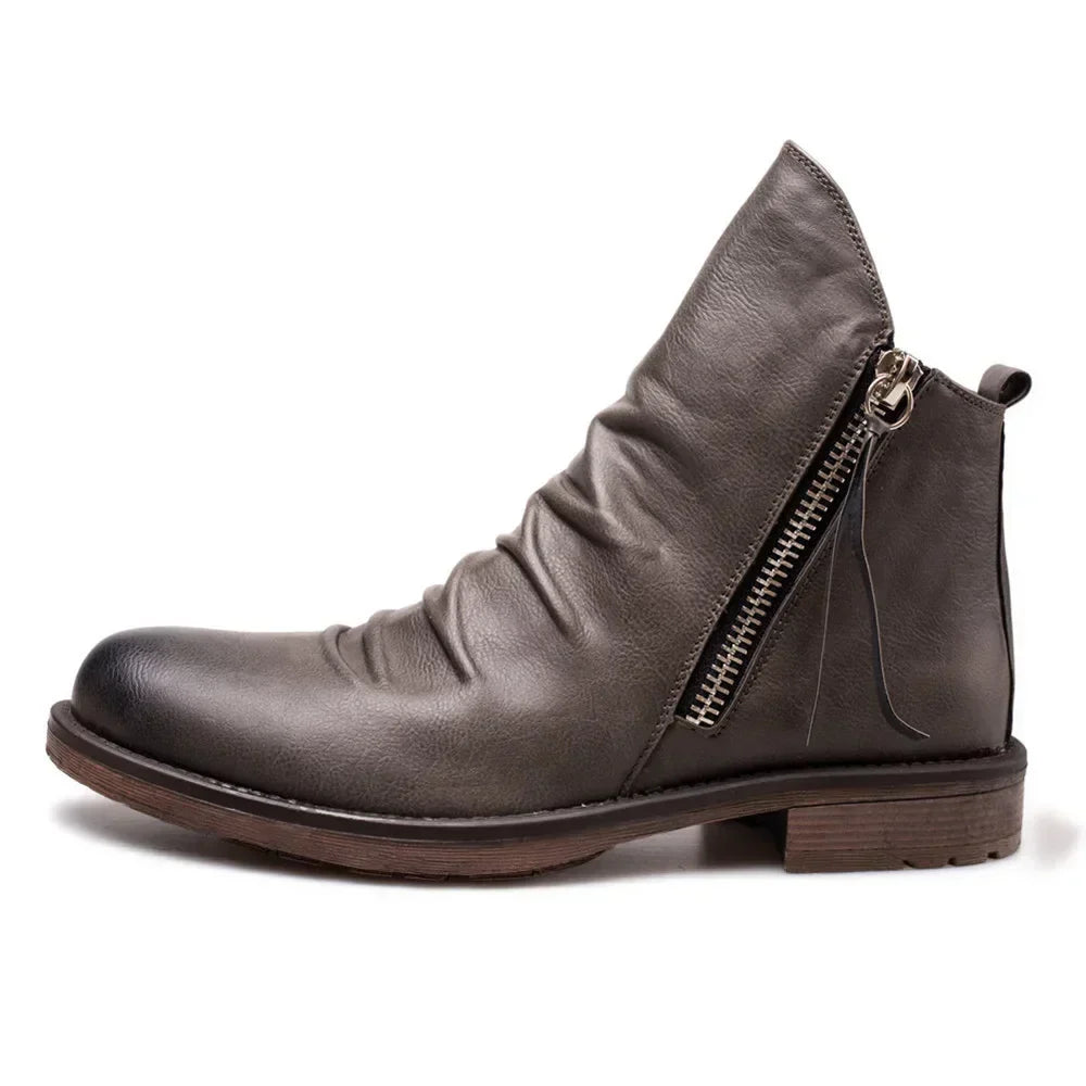 Botines Hombre de Piel con Cremallera Lateral