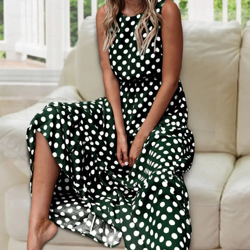 Vestido maxi mujer sin mangas estampado casual
