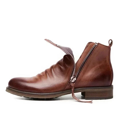 Botines Hombre de Piel con Cremallera Lateral
