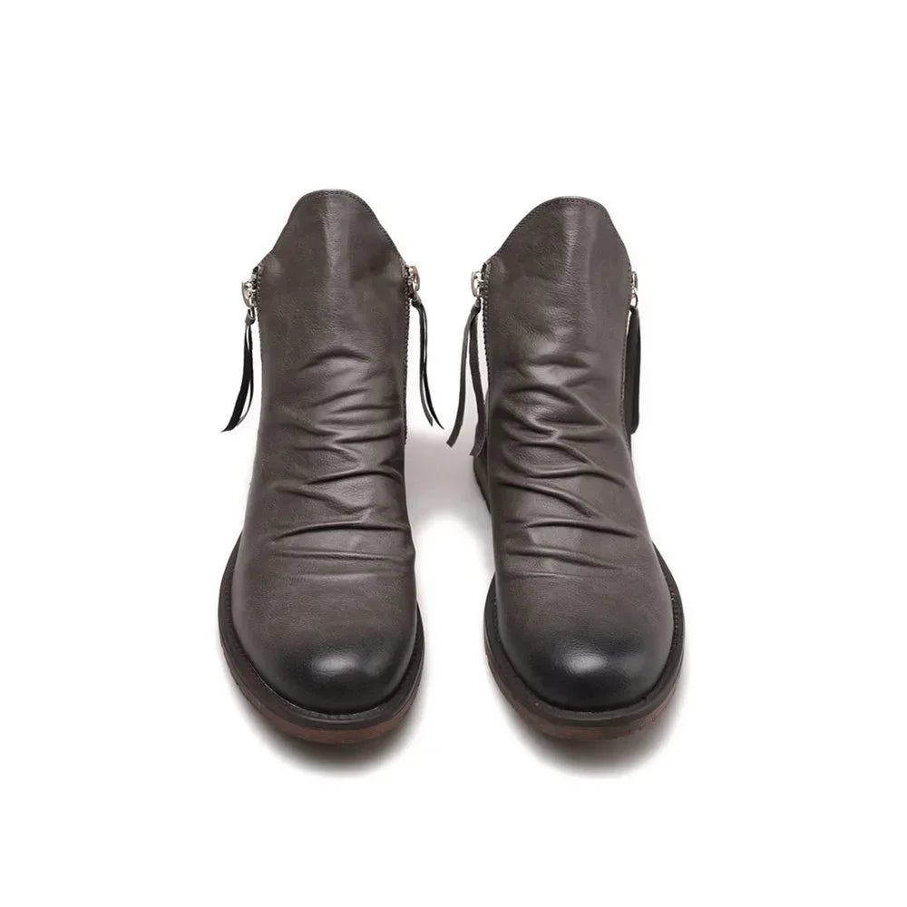 Botines Hombre de Piel con Cremallera Lateral