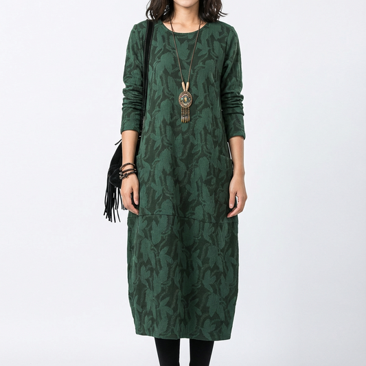 Vestido Midi Mujer Manga Larga Bolsillos - Mavetta