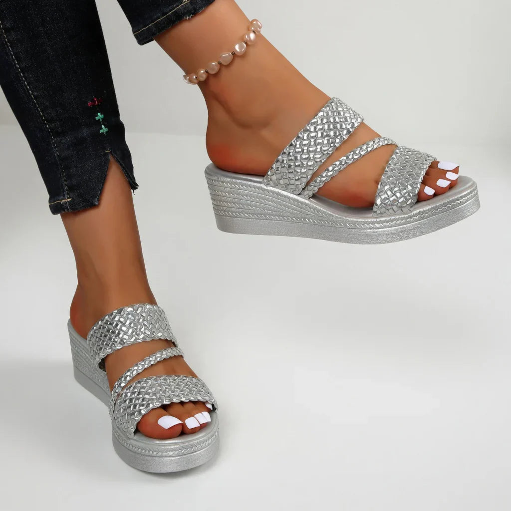 Sandalias Mujer con Cuña y Diseño Trenzado