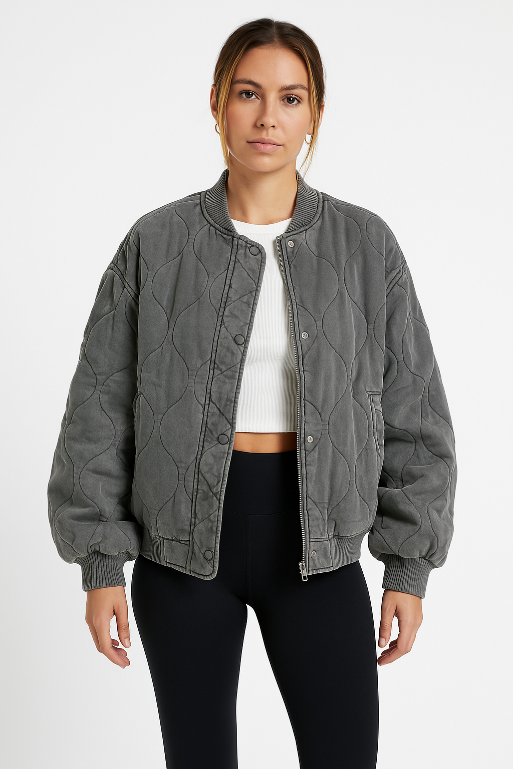 Cazadora Bomber Mujer Oversize Cremallera Ajuste Holgado - Mavetta