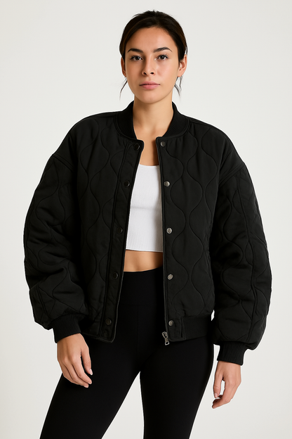 Cazadora Bomber Mujer Oversize Cremallera Ajuste Holgado