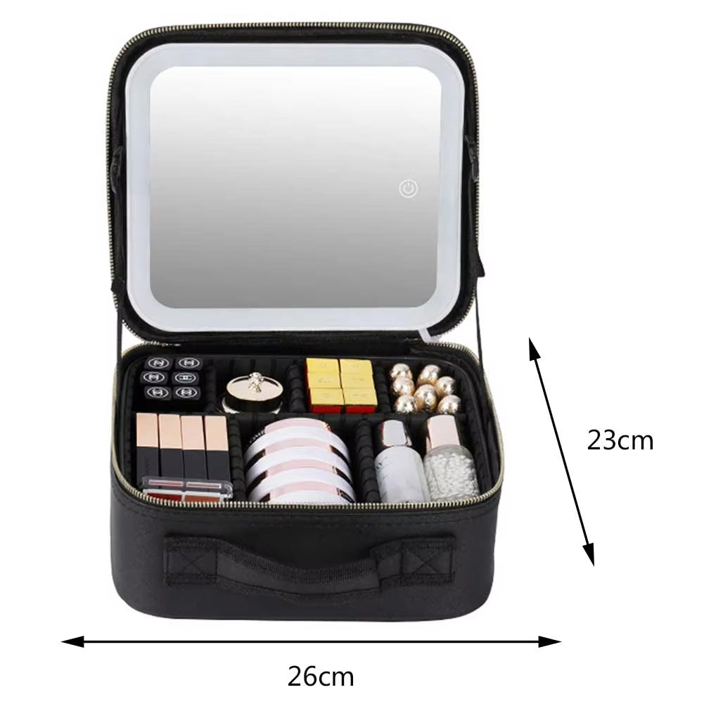 Estuche Maquillaje Portátil con Espejo LED Unisex