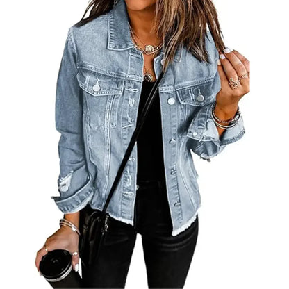 Chaqueta Vaquera Mujer Boyfriend Desgastada