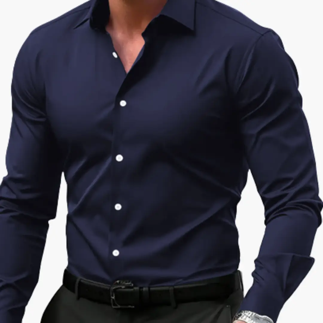 Camisa Hombre Slim Fit Algodón Manga Larga Botones