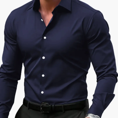 Camisa Hombre Slim Fit Algodón Manga Larga Botones